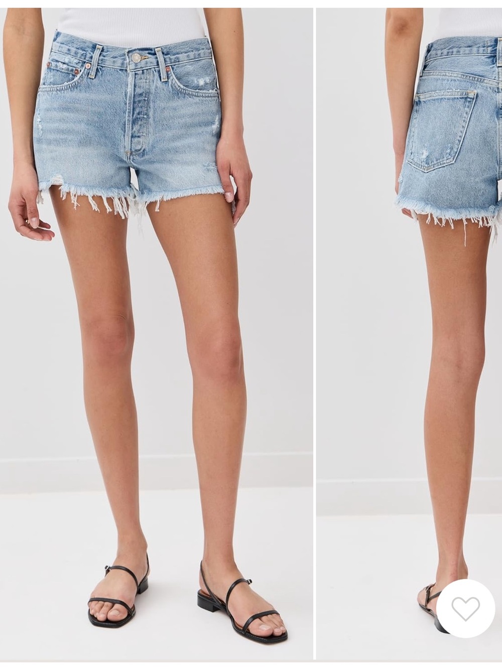 Agolde Light Wash Frayed Hem Denim Shorts